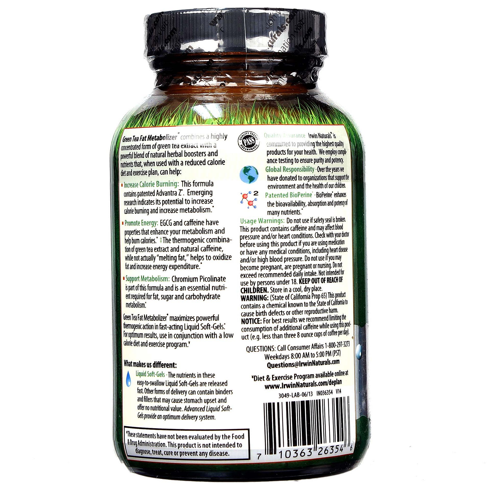 Comprar Irwin Naturals, Chá Verde Metabolizador de Gordura - 75 Cápsulas em Gel - Imagem 3