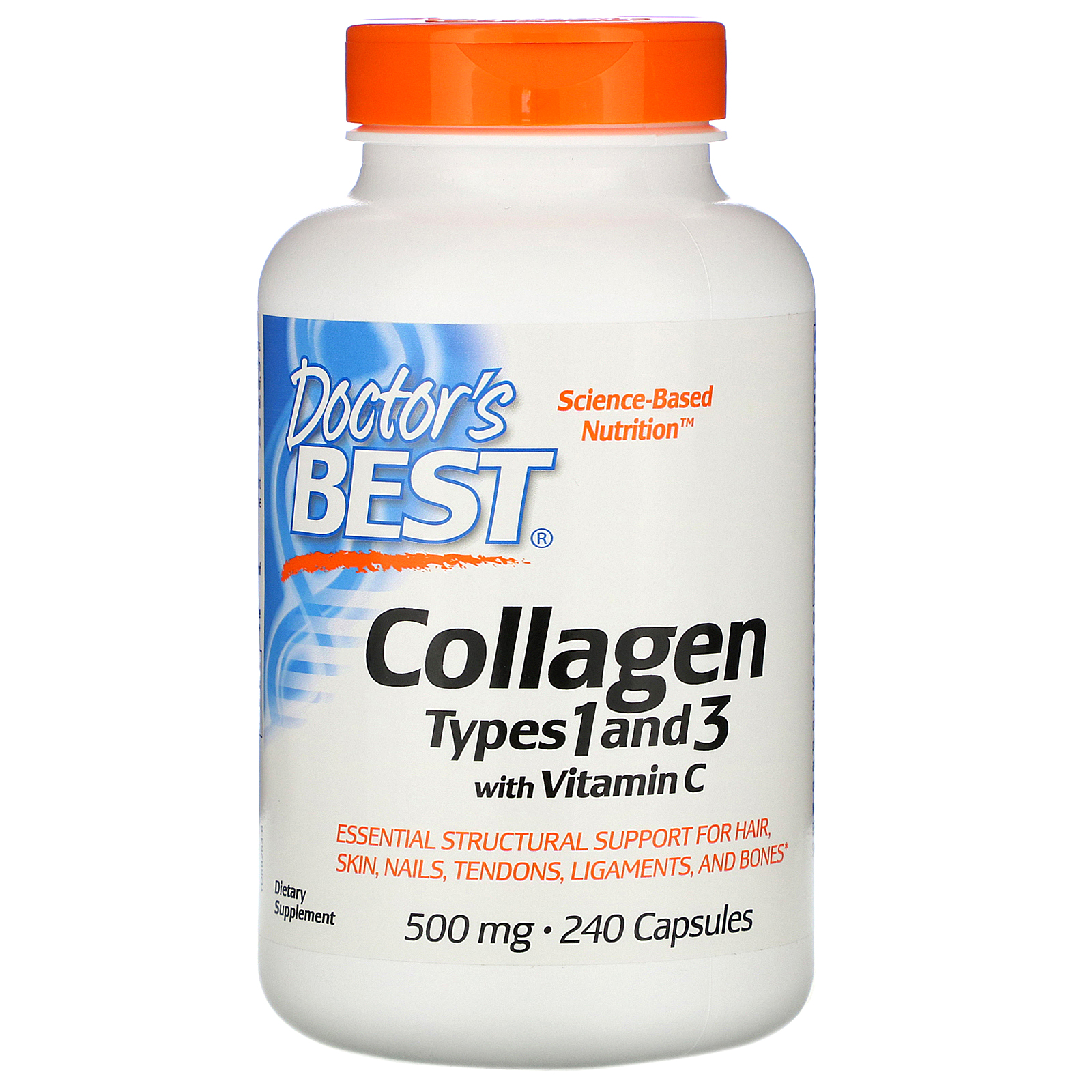 Comprar Doctor's Best, Colágeno Tipos 1 e 3 com Peptan, 500 mg, 240 Cápsulas