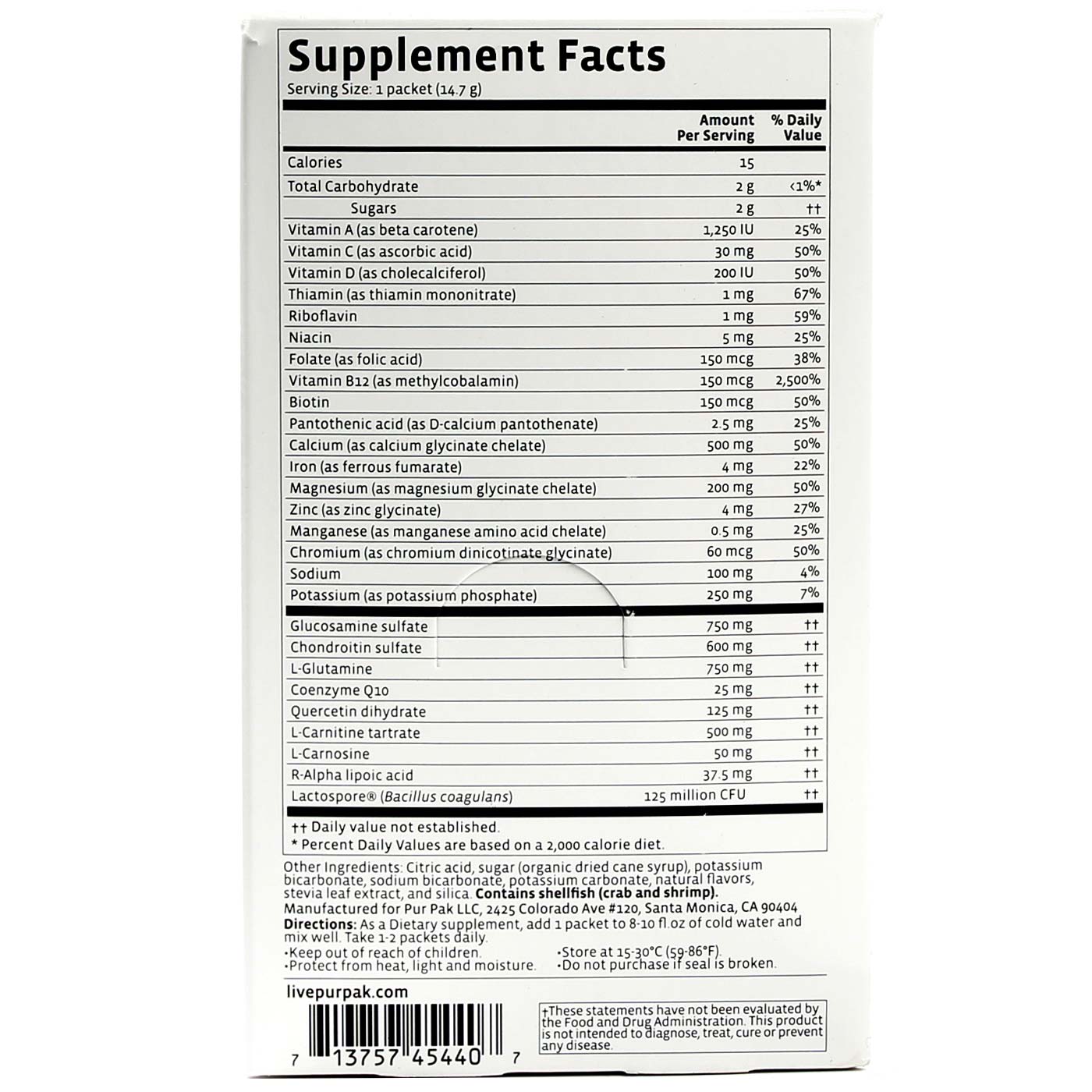 Comprar Pur Pak Active Lifestyle Supplement, Citrus - 28 packets - Imagem 2