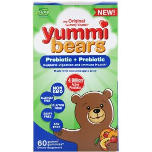 Comprar Hero Nutritional Products, Yummi Bears, Probiótico + Prebiótico, Sabores Naturais de Morango e Laranja, 60 Jujubas