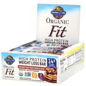Comprar Garden of Life, Organic Fit, Barras de Alto Teor de Proteína para Perda de Peso, Chocolate com Manteiga de Amendoim, 12 Barras, 55 g (1,94 oz) Cada