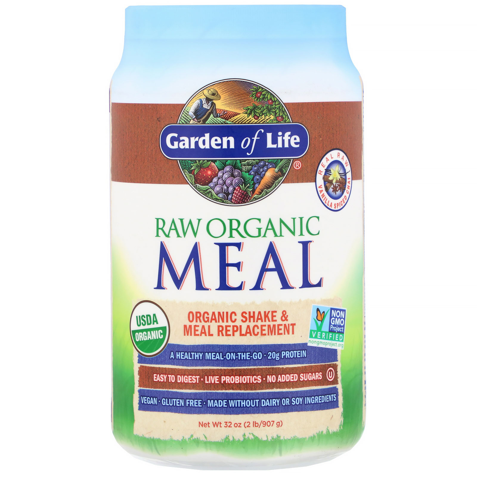 Comprar Garden of Life, RAW Organic Meal, Shake & Meal Replacement, Vanilla Spiced Chai, 2 lb (907 g)