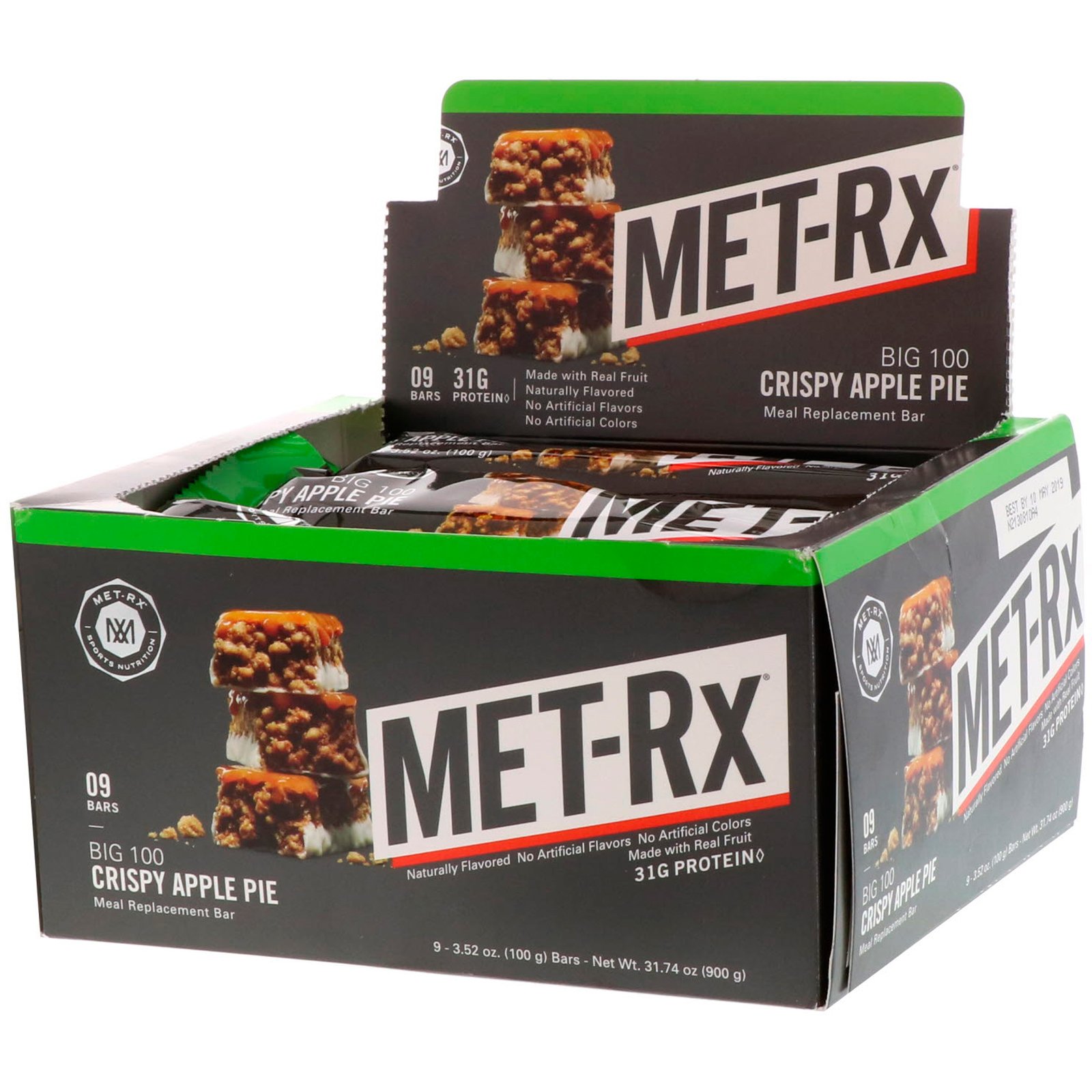 Comprar MET-Rx, Grande 100 Colossal, Barra de Reposição de Alimentação, Torta de Maçã Crocante, 9 Barras, 100 g Cada