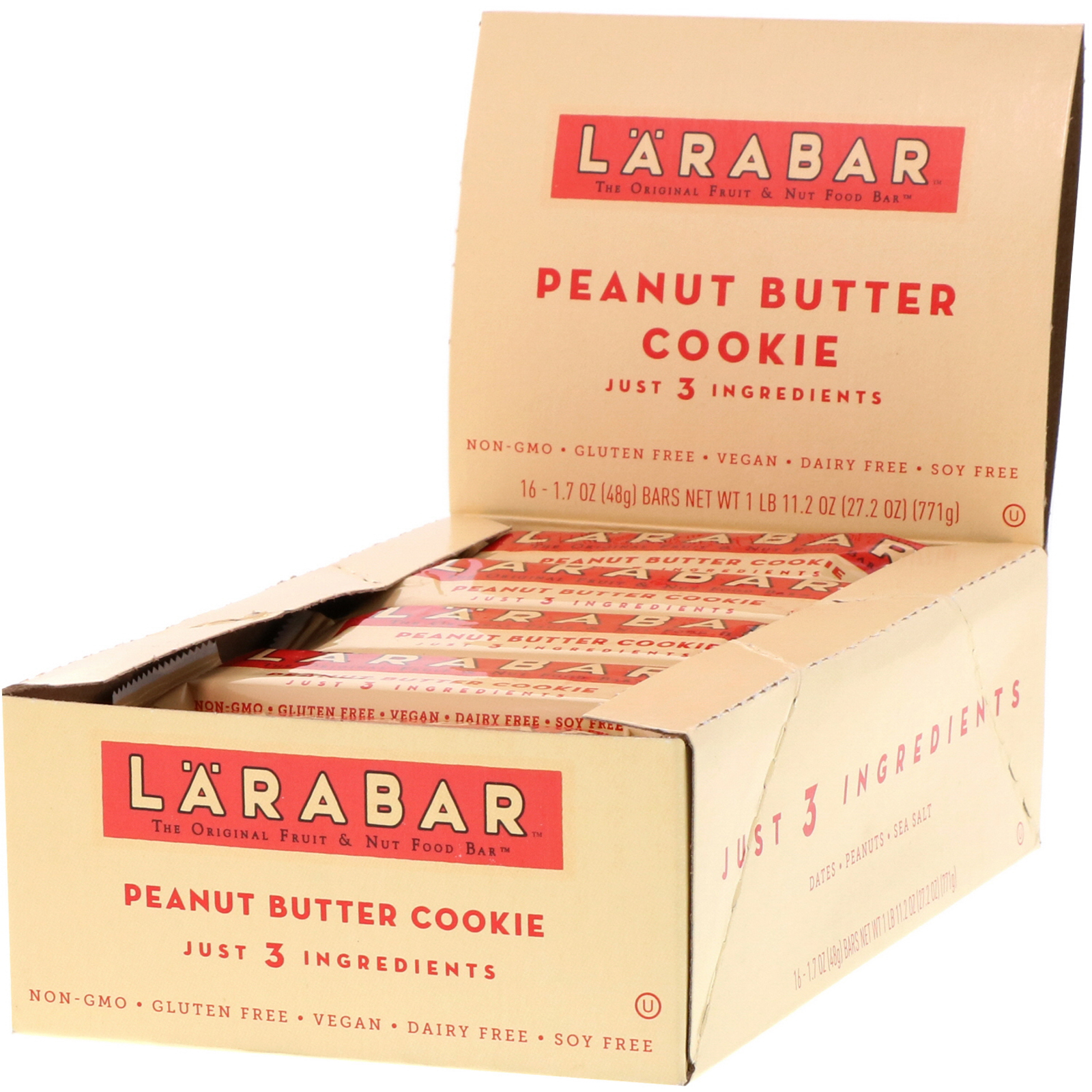 Comprar Larabar, The Original Fruit & Nut Food Bar, Peanut Butter Cookie, 16 Bars, 1.7 oz (48 g) Each