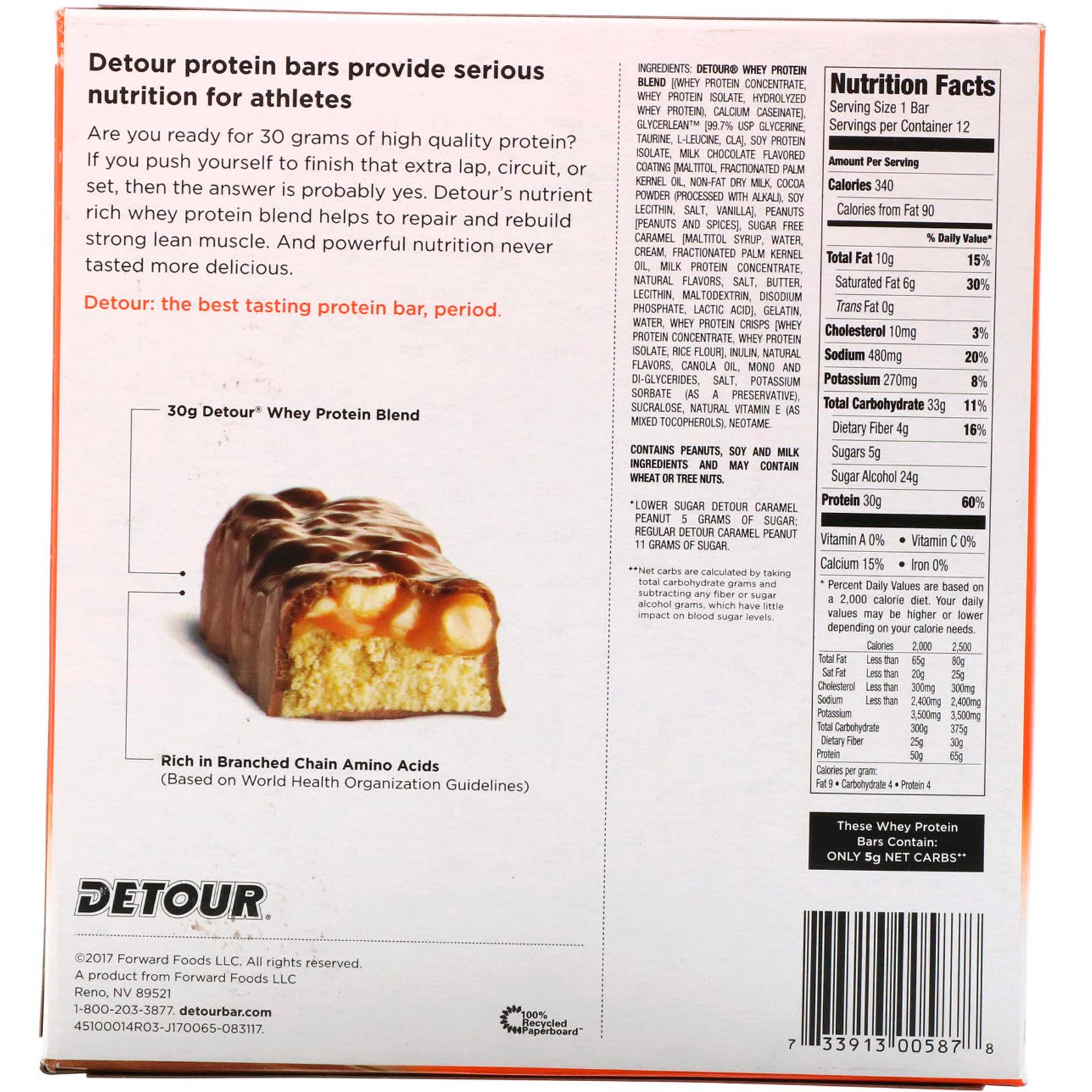 Comprar Detour, Whey Protein Bar, Caramel Peanut, 12 Bars, 3 oz (85 g) Each - Imagem 3