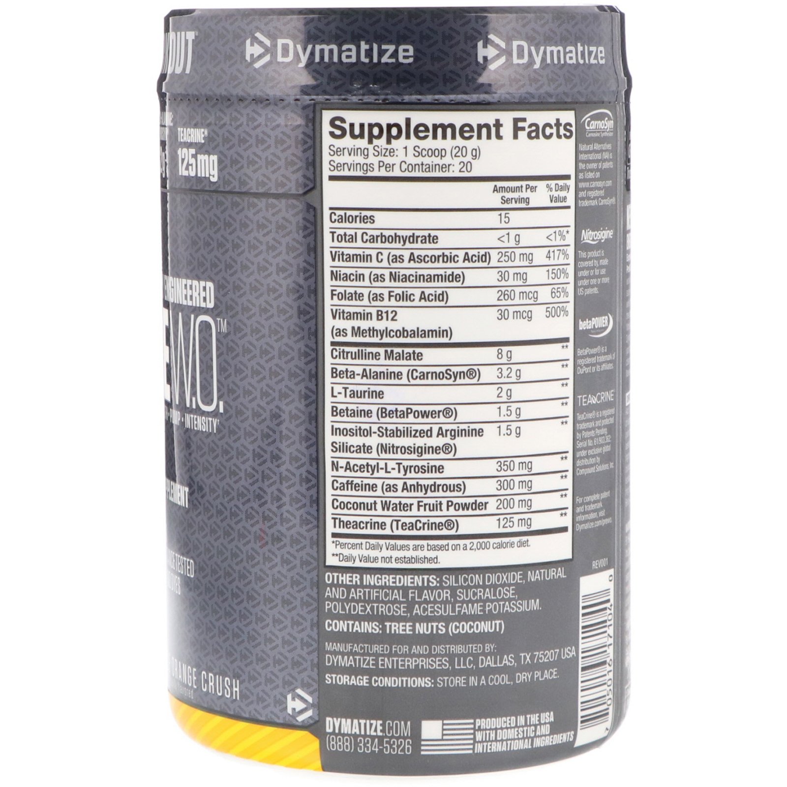 Comprar Dymatize Nutrition, Pre-WO., Pineapple Orange Crush, 14.11 oz (400 g) - Imagem 2