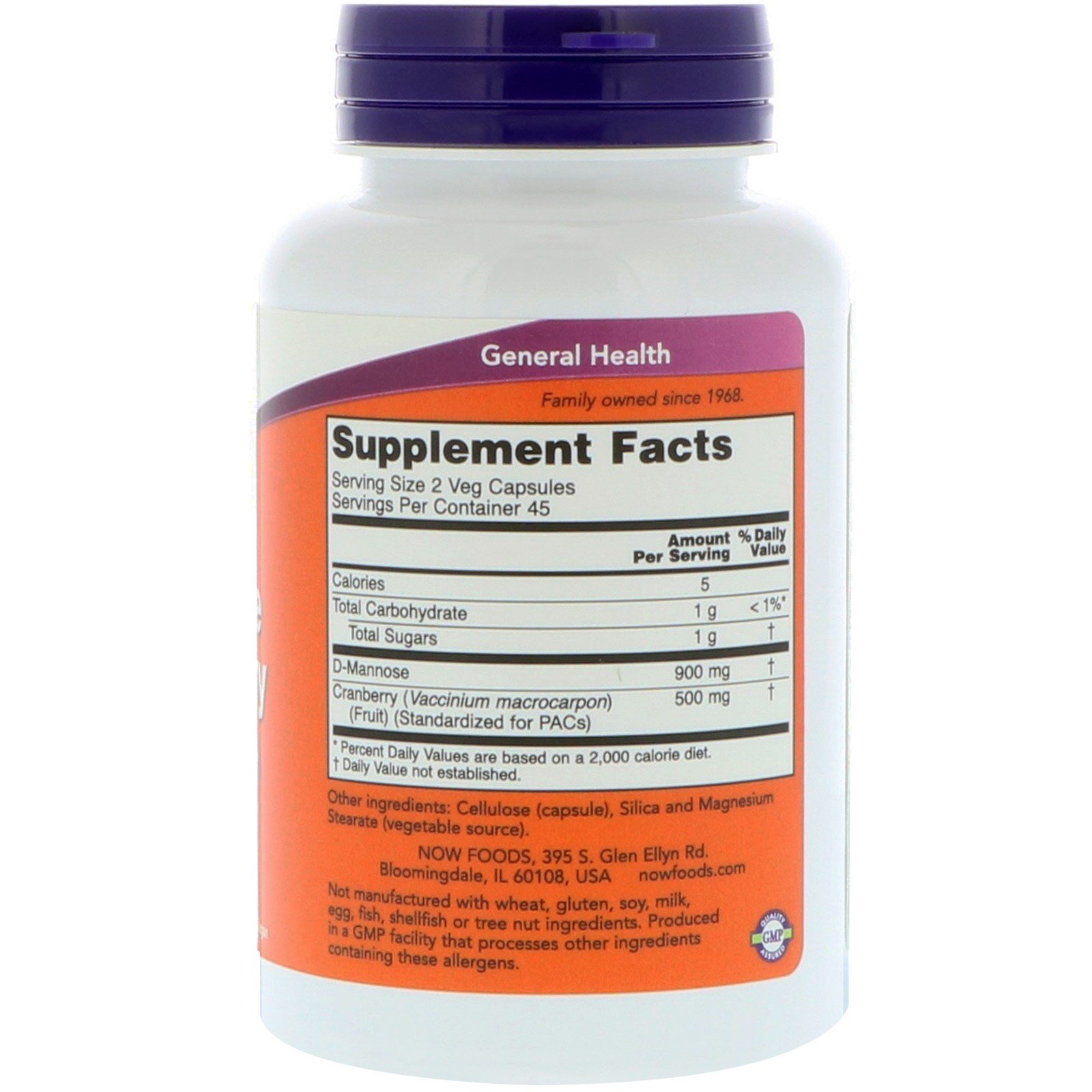 Comprar Now Foods, Manose de Cranberry, 90 cápsulas vegetais - Imagem 2