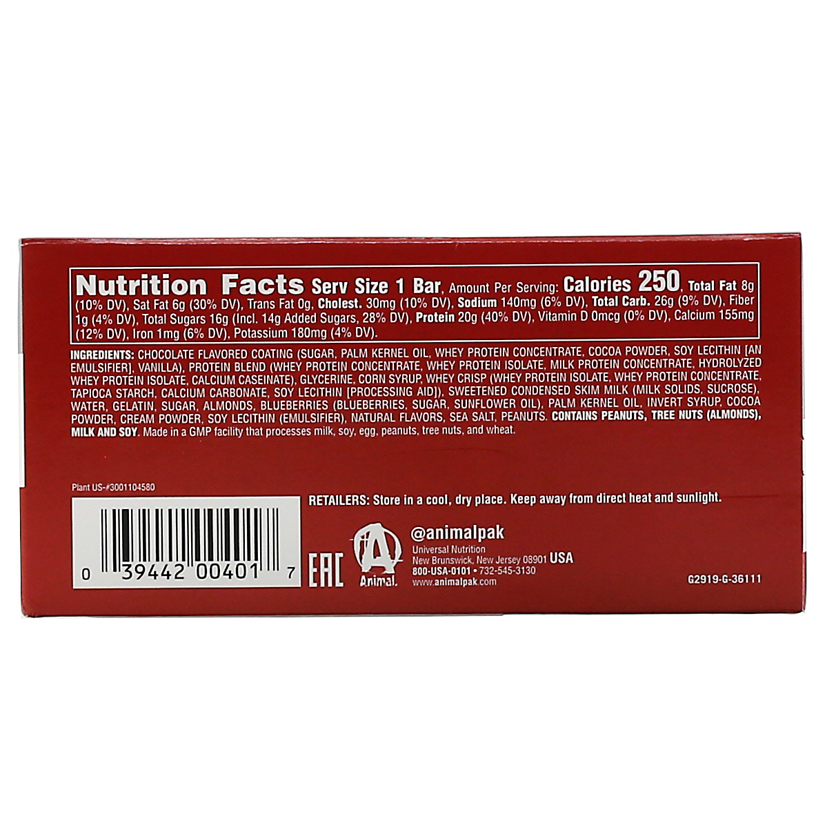 Comprar Universal Nutrition, Animal Pro, High Protein Training Bar, Chocolate Berry Crunch, 12 Bars, 2.2 oz (62 g) - Imagem 3