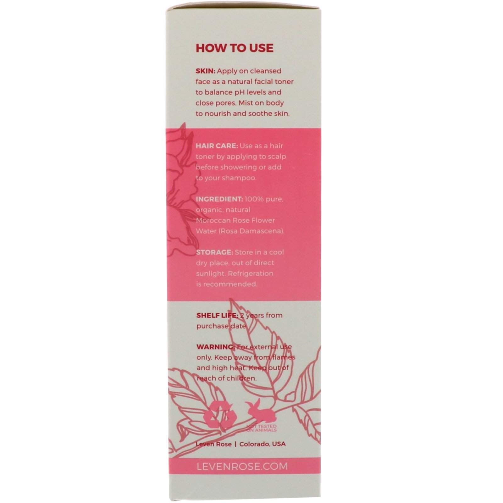 Comprar Leven Rose, Água de rosas 100% pura e orgânica, 4 fl oz (118 ml) - Imagem 2