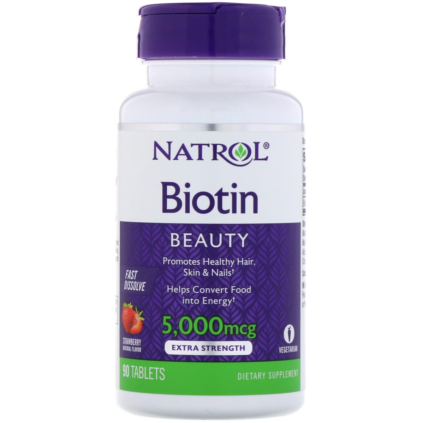 Comprar Natrol, Biotina, Morango, 5.000 mcg, 90 Comprimidos