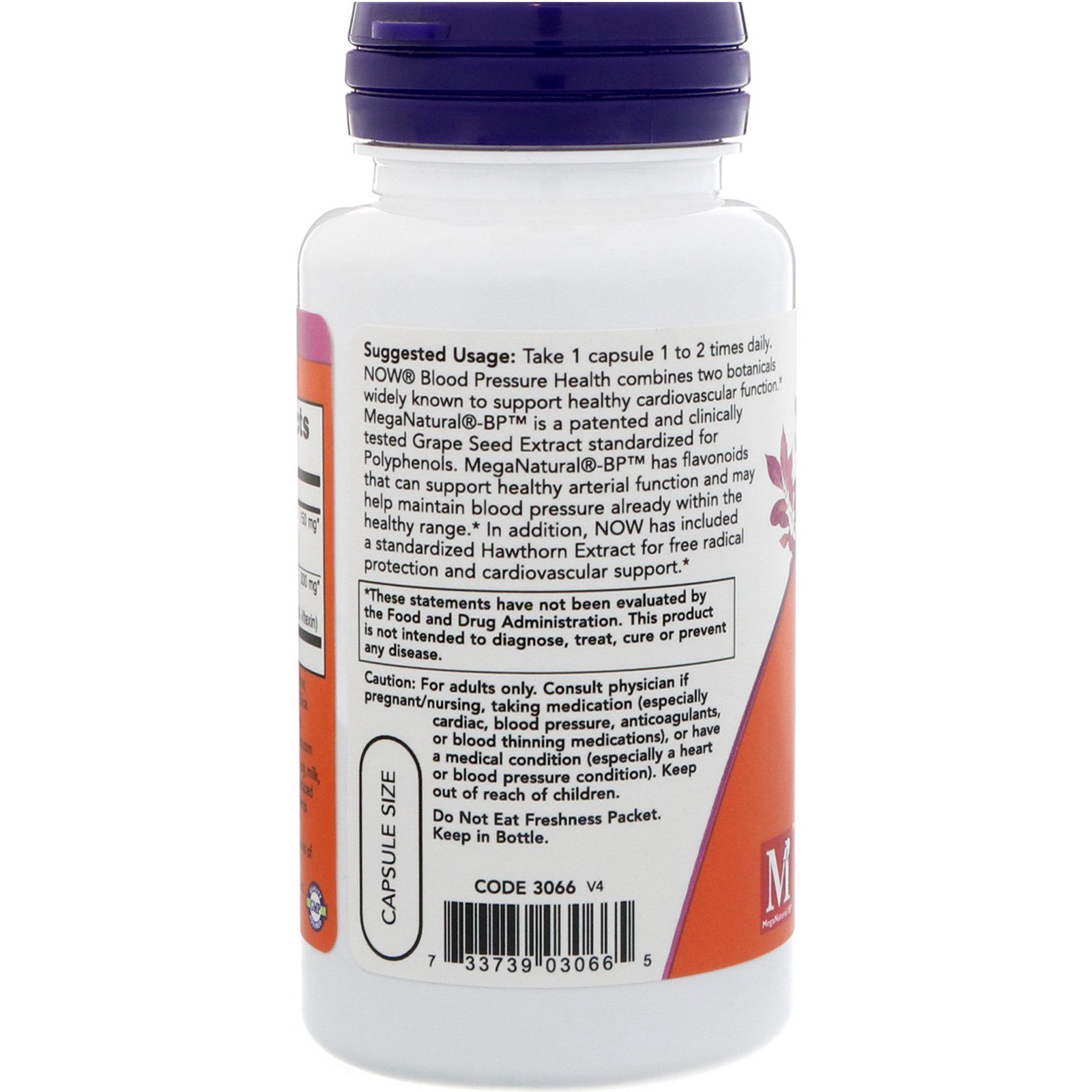 Comprar Now Foods, Blood Pressure Health, 90 Cápsulas de Origem Vegetal - Imagem 3