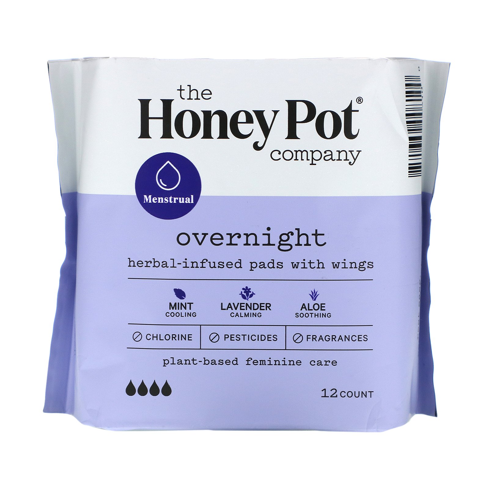 Comprar The Honeypot Company, Herbal-Infused Pads with Wings, Overnight, 12 Count