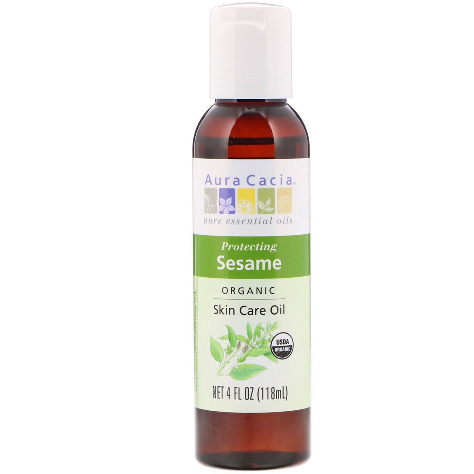 Comprar Aura Cacia, Óleo Orgânico de Cuidados com a Pele, Gergelim, 4 fl oz (118 ml)
