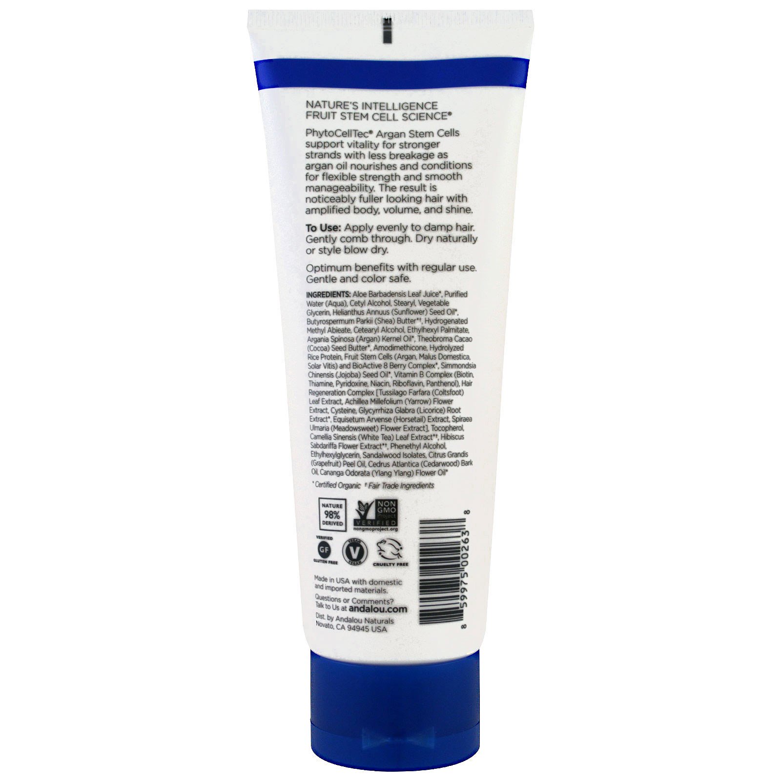 Comprar Andalou Naturals, Argan Stem Cells Style Creme, Tratamento para Cabelo Quebradiço, 5,8 fl oz (172 ml) - Imagem 2