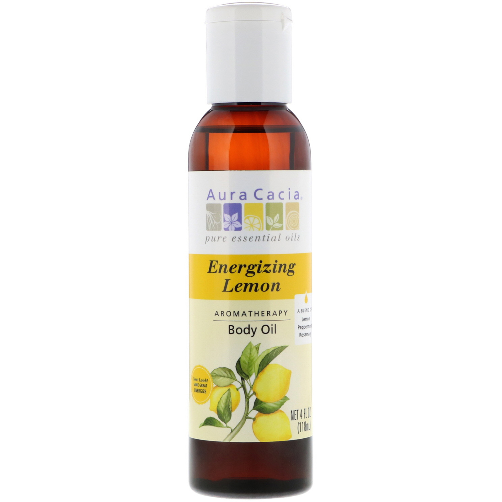 Comprar Aura Cacia, Óleo Corporal de Aromaterapia, Limão Energizante, 4 fl oz (118 ml)