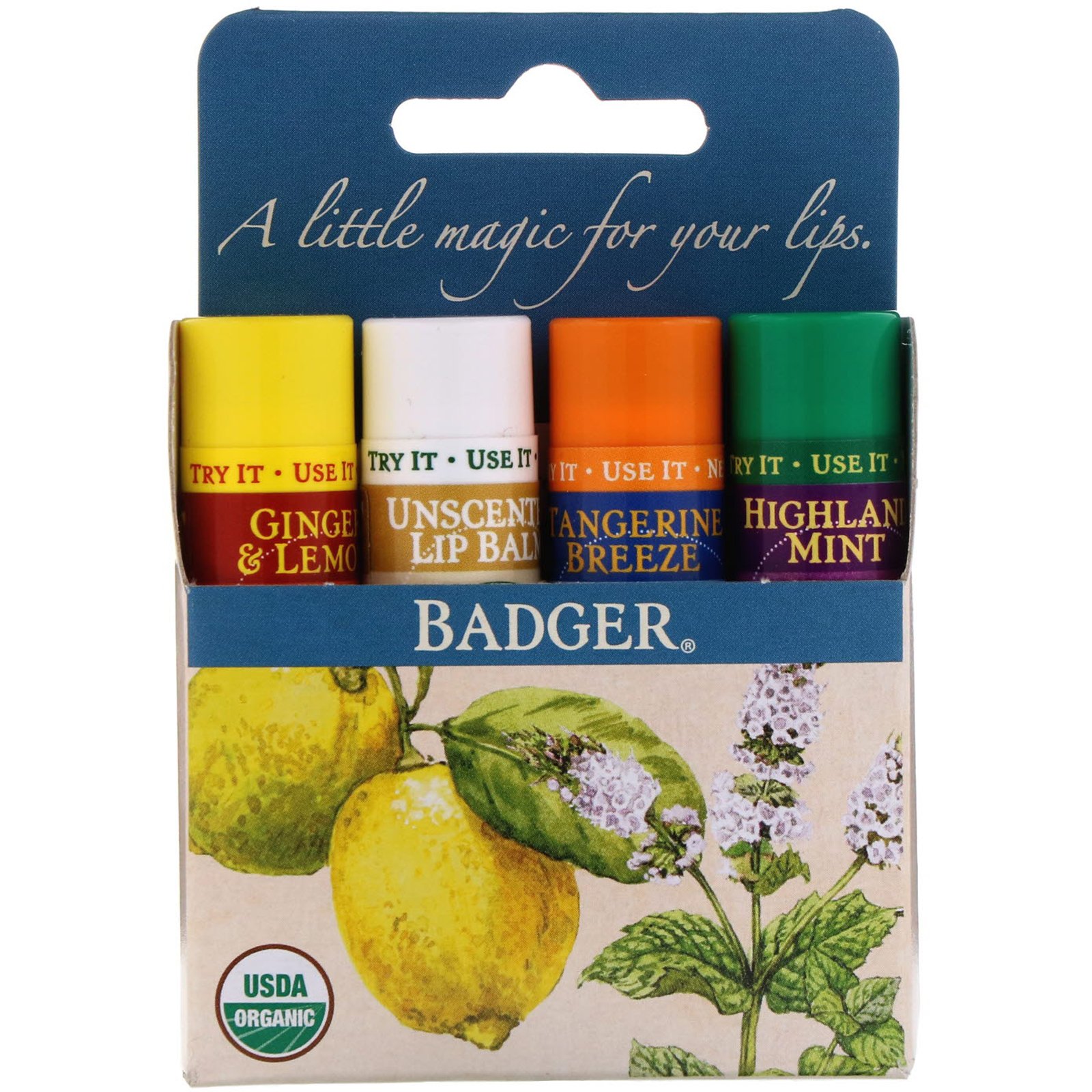 Comprar Badger Company, Bastões de Bálsamo Labial Clássicos, 4 Bastões, 0,15 oz (4,2 g) Cada