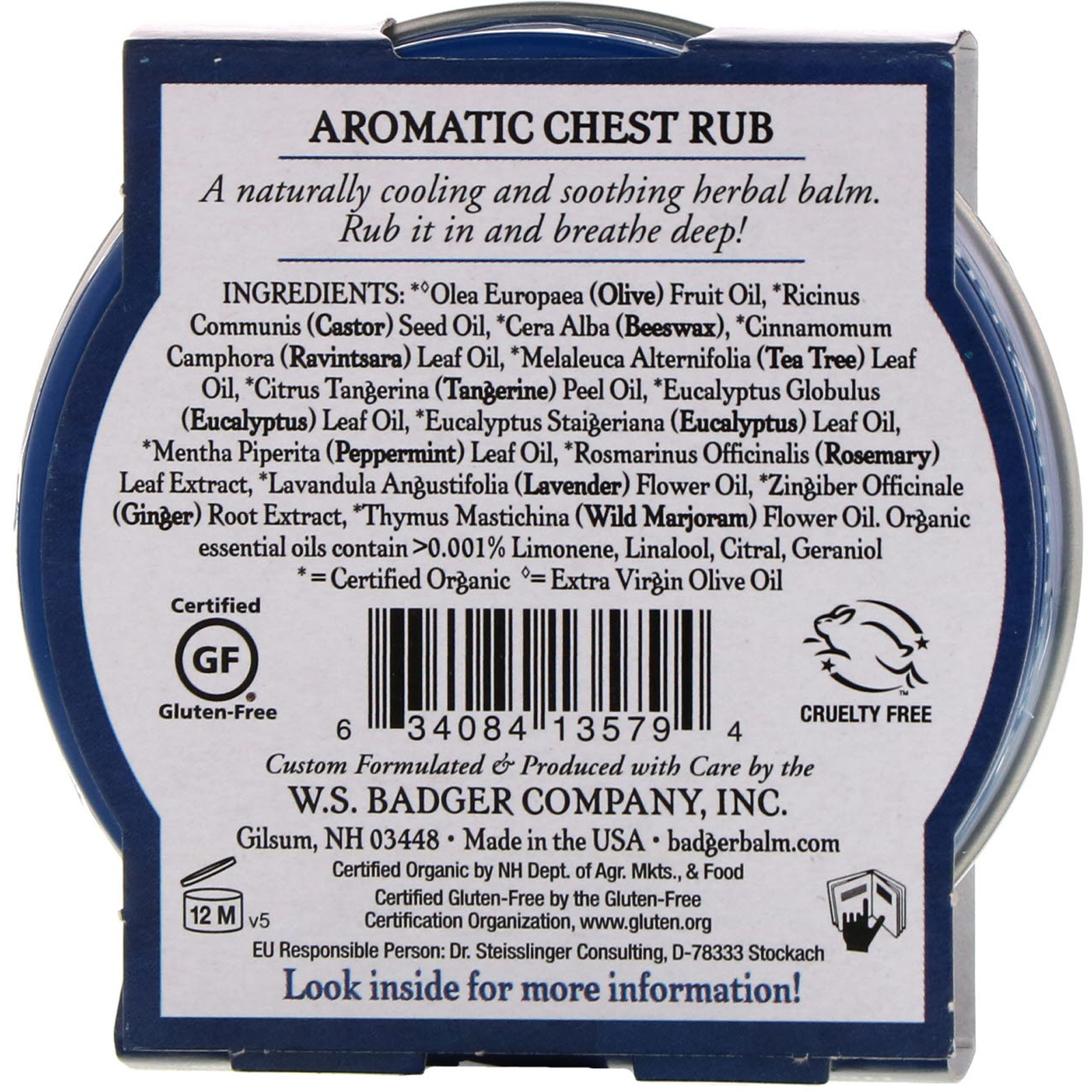 Comprar Badger Company, Creme Aromático para Fricção do Tórax, Eucalipto & Menta, 2 onças (56 g) - Imagem 2