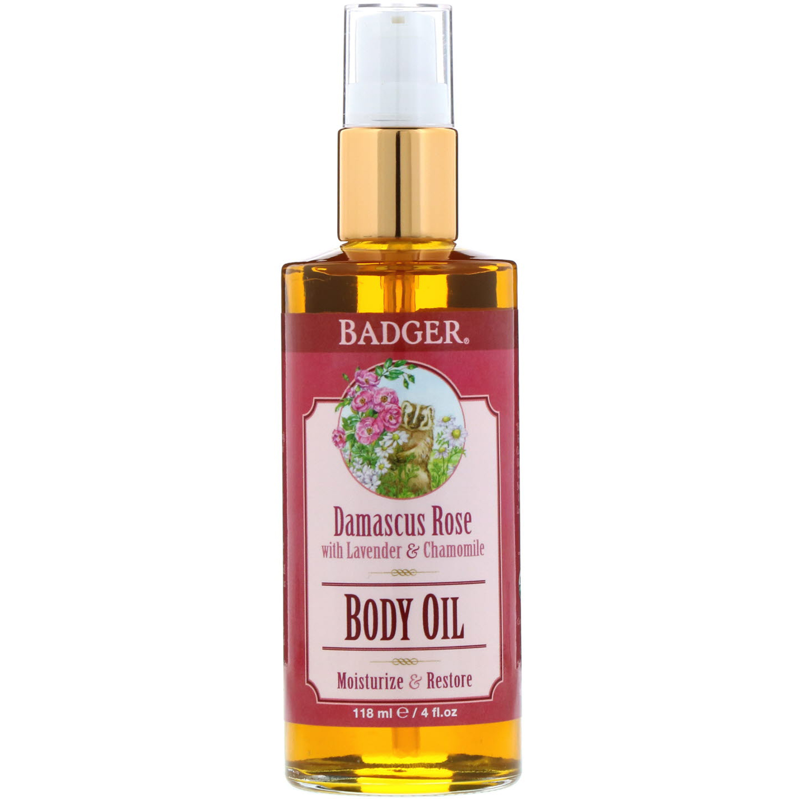Comprar Badger Company, Óleo Corporal Antioxidante, Rosa Damasco, 4 fl oz (118 ml) - Imagem 3
