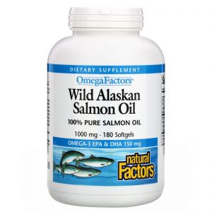 Comprar Natural Factors, Omega Factors, Wild Alaskan Salmon Oil, 1.000 mg, 180 cápsulas gelatinosas
