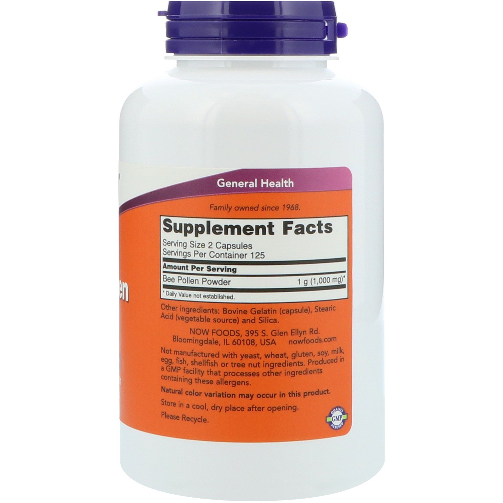 Comprar Now Foods, Cápsulas Pólen de Abelha, 500 mg, 250 Cápsulas - Imagem 2