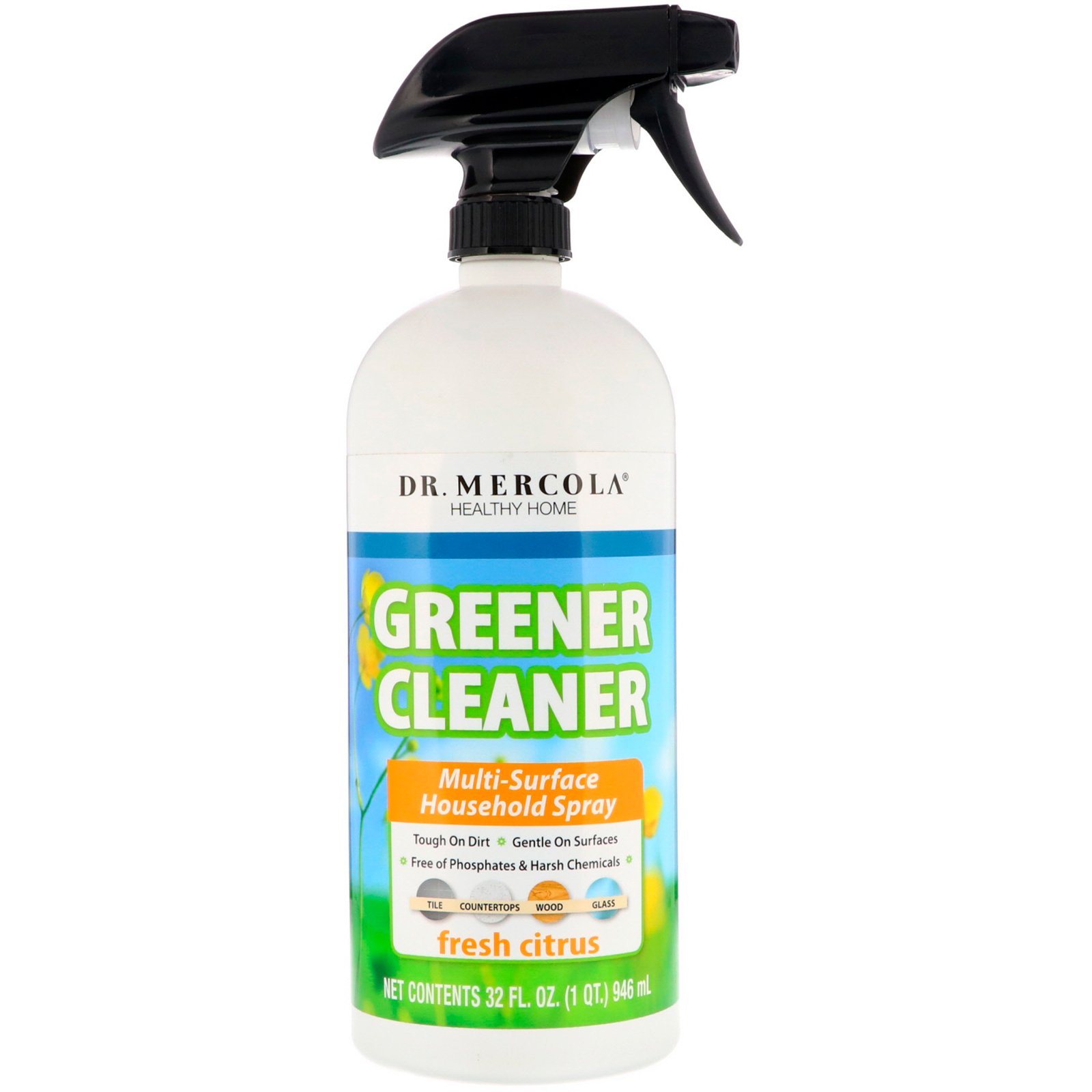 Comprar Dr. Mercola, Limpador Mais Verde, Spray Doméstico Multi Superfícies, Cítrico Fresco, 32 fl oz (946 ml)