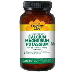 Comprar Country Life, Cálcio, Magnésio e Potássio, 500 mg: 500 mg: 99 mg, 180 Comprimidos