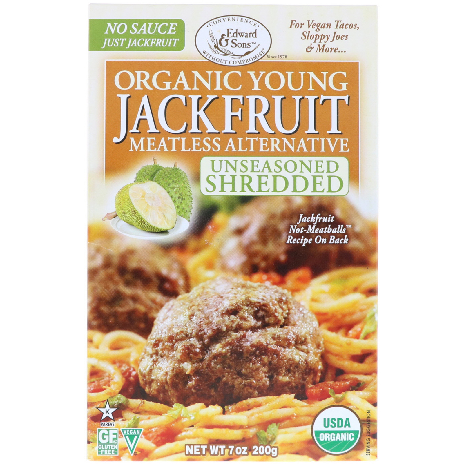Comprar Edward & Sons, Jaca Jovem Orgânica, Ralada e Não Temperada, 200 g (7 oz)