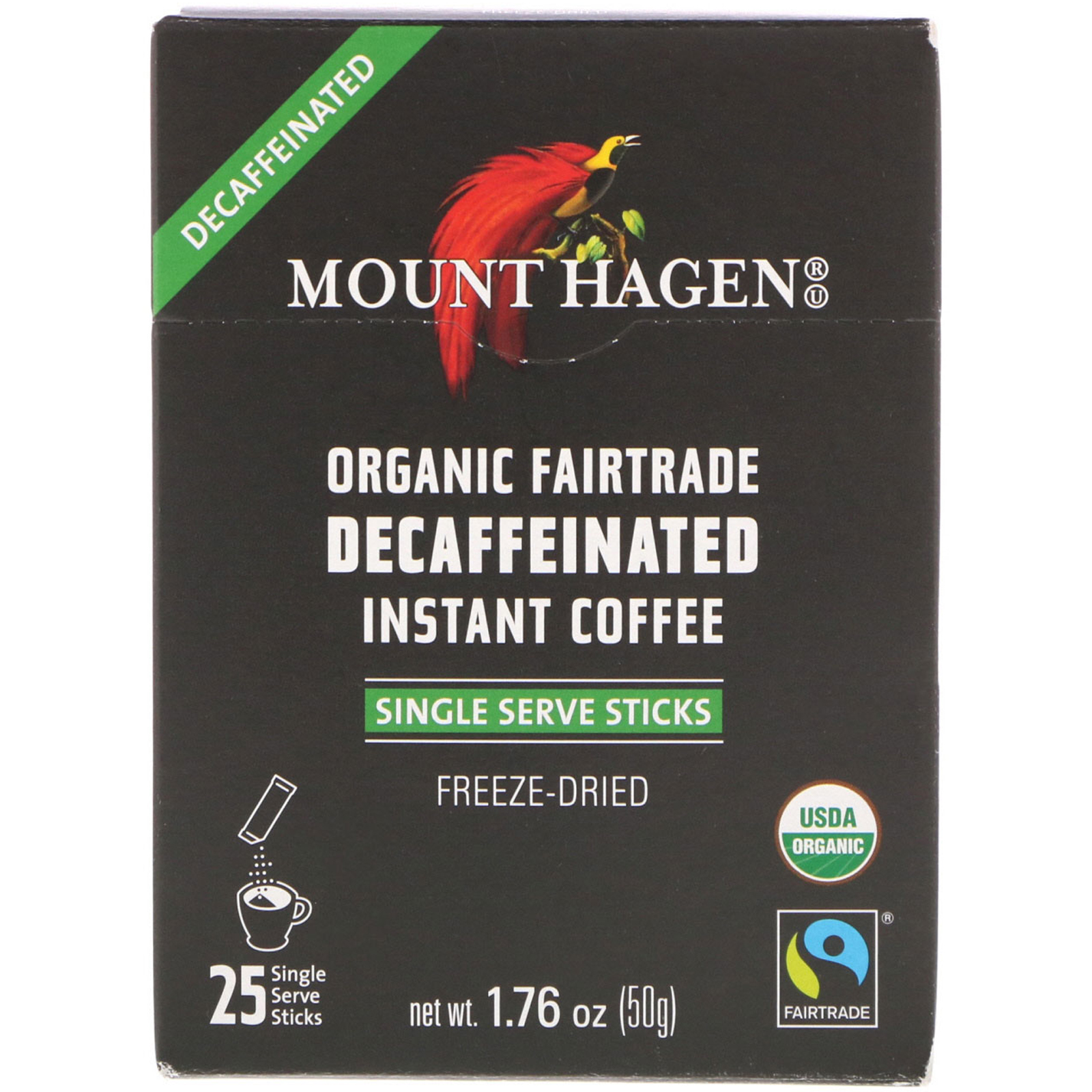 Comprar Mount Hagen, Café Orgânico Instantâneo Descafeinado, 25 Sachês de Porções Individuais, 1,76 oz (50 g)