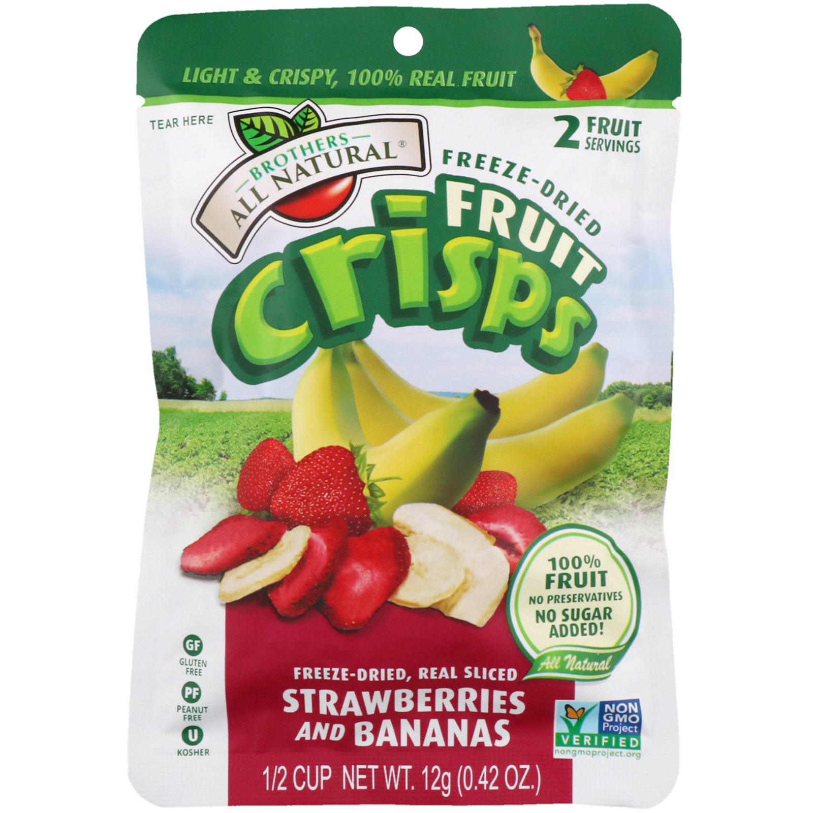 Comprar Brothers-All-Natural, Cobertura Crocante de Frutas, Morangos e Bananas Desidratados e Congelados, 12 Pacotes de Porção Única, 0.42 oz (12g) Cada - Imagem 3