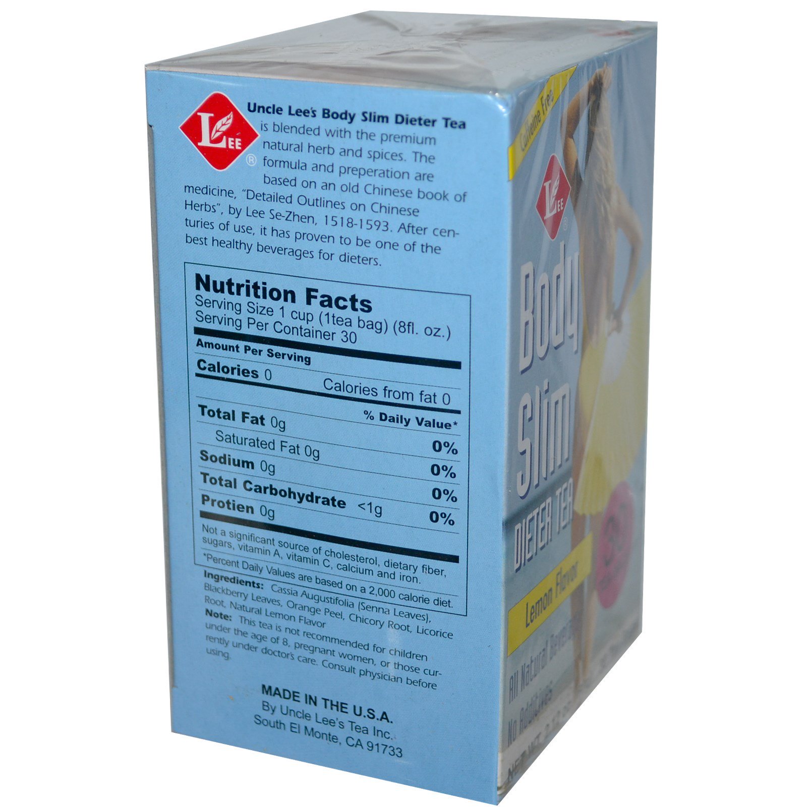 Comprar Uncle Lee's Tea, Body Slim Chá Dietético, Sem Cafeína, Sabor de Limão, 30 Saquinhos de Chá, 2.12 oz (60 g) - Imagem 2