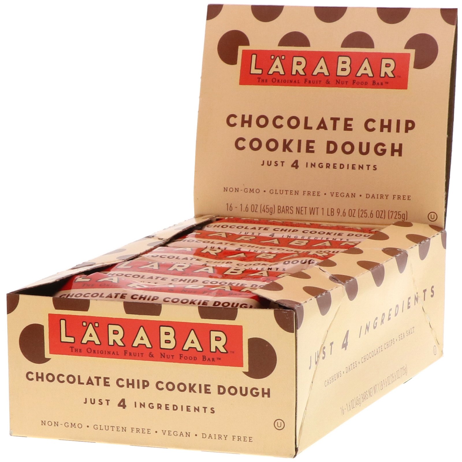 Comprar Larabar, The Original Fruit & Nut Food Bar, Chocolate Chip Cookie Dough, 16 Bars, 1.6 oz (45 g) Each