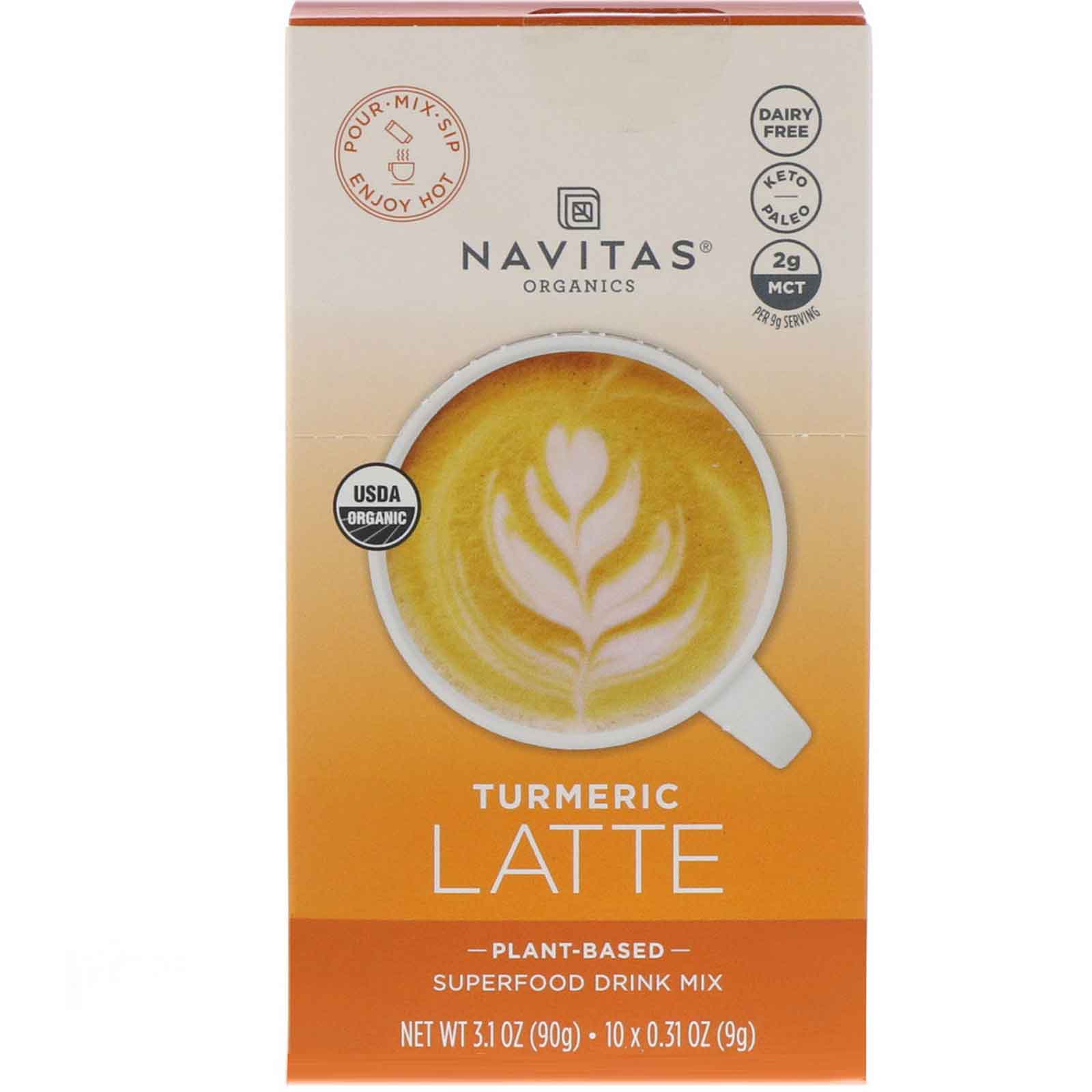 Comprar Navitas Organics, Latte Superfood Drink Mix, Turmeric, 10 Packets, 0.31 oz (9 g) Each
