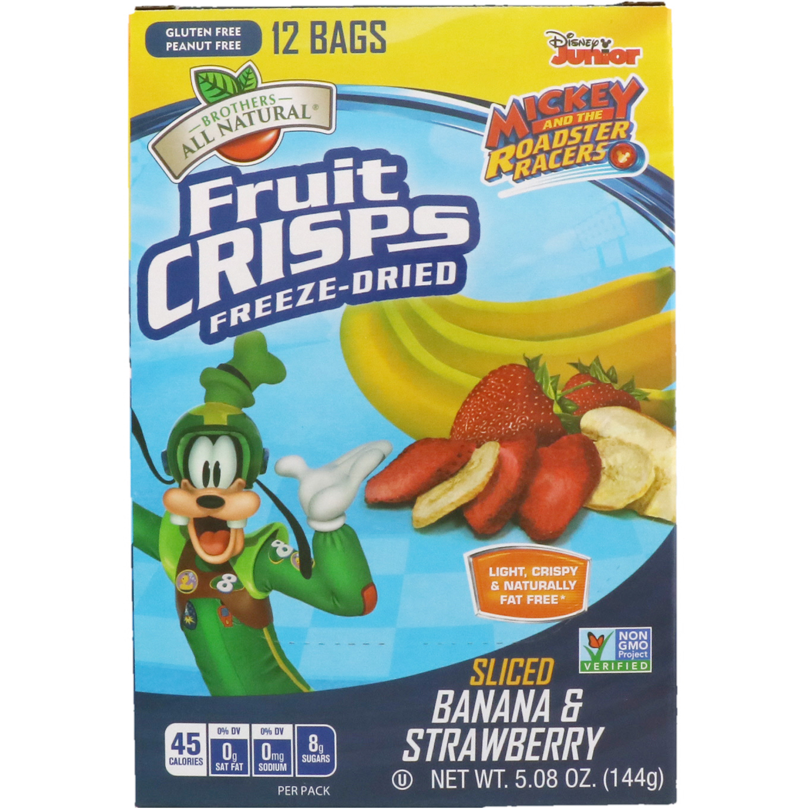 Comprar Brothers-All-Natural, Disney Junior, Fruit Crisps, Sliced Banana & Strawberry, 12 Pack, 5.08 oz (144 g)