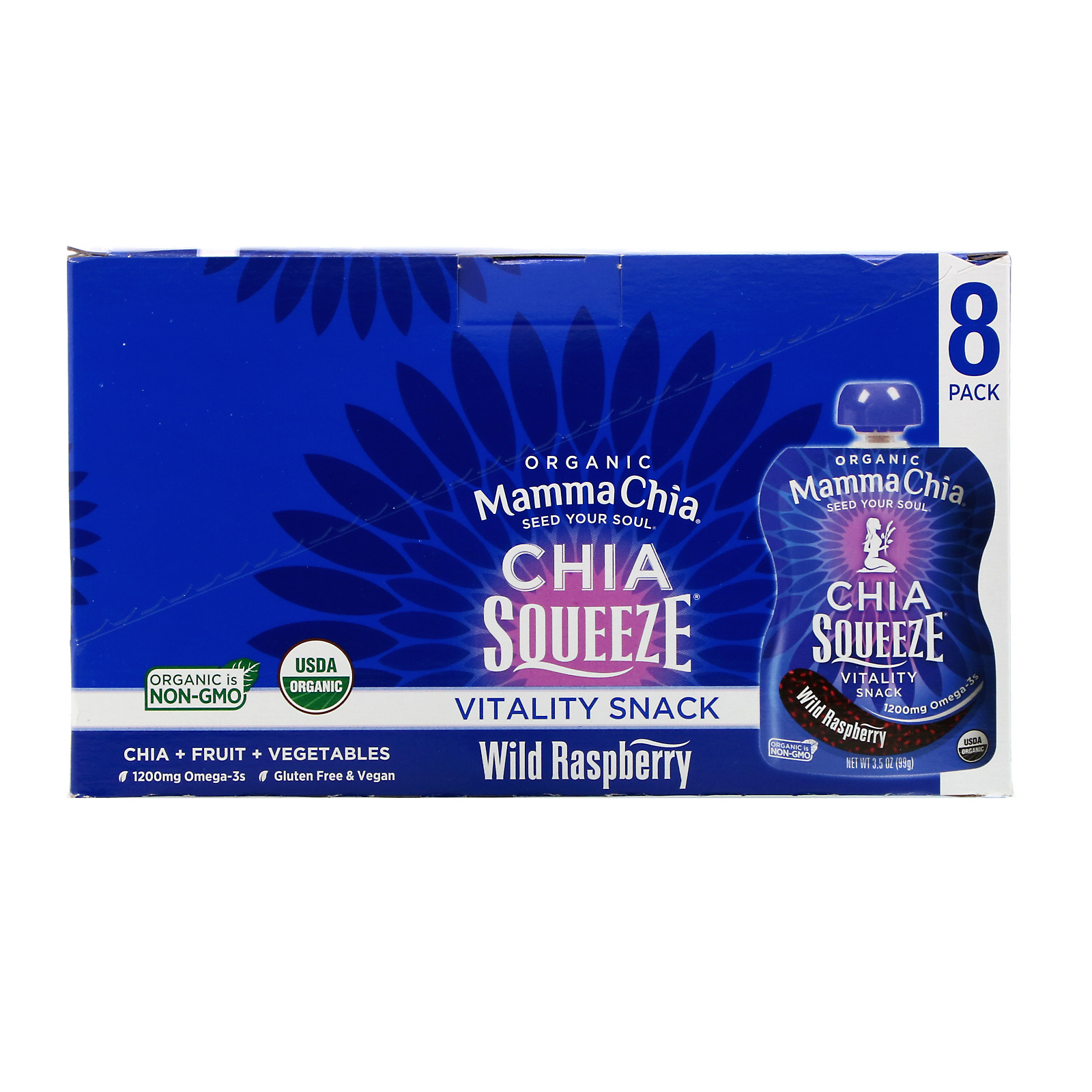 Comprar Mamma Chia, Organic Chia Squeeze, Vitality Snack, Wild Raspberry, 8 Squeezes, 3.5 oz (99 g) Each