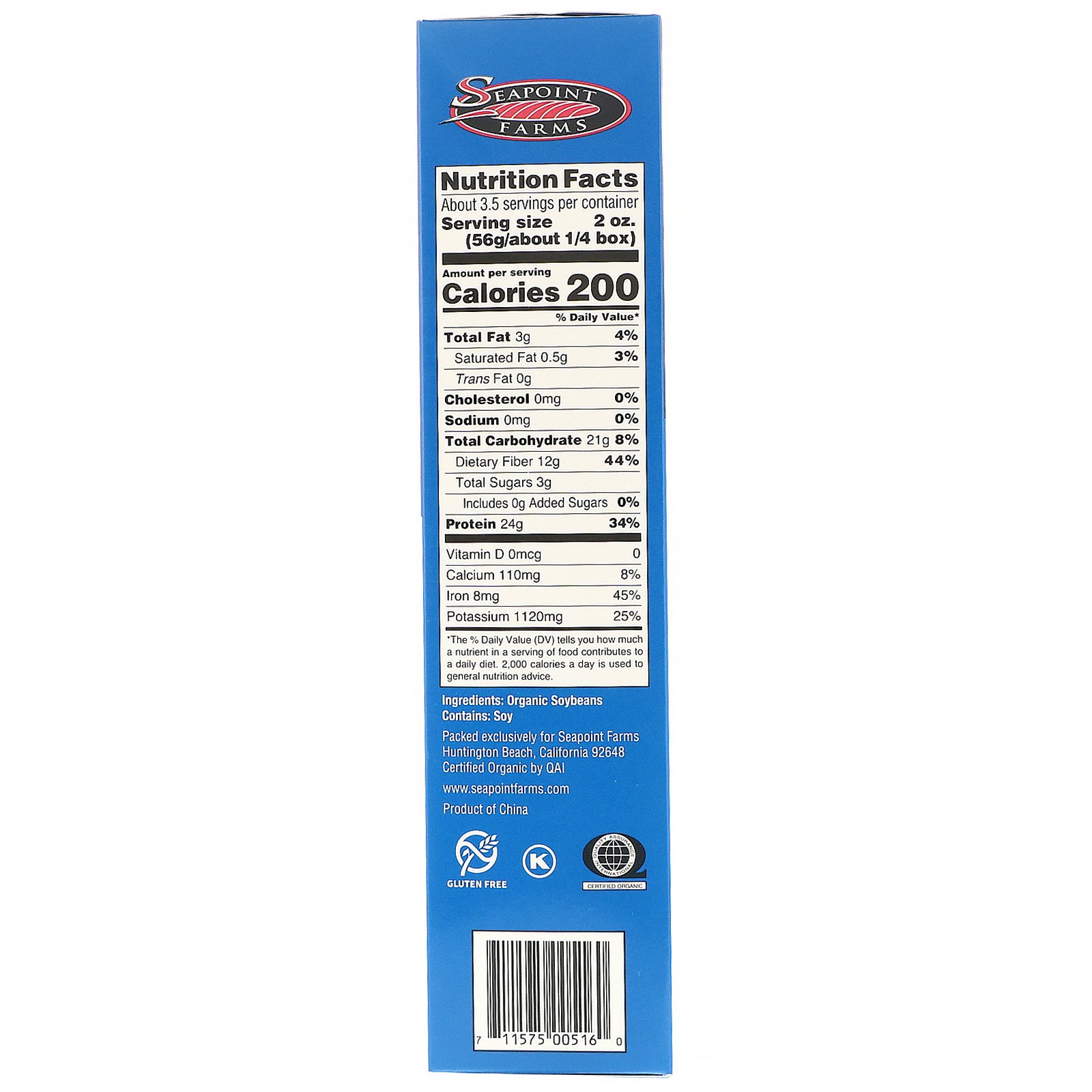 Comprar Seapoint Farms, Fettuccine Edamame Orgânico, 200 g (7,05 oz) - Imagem 2