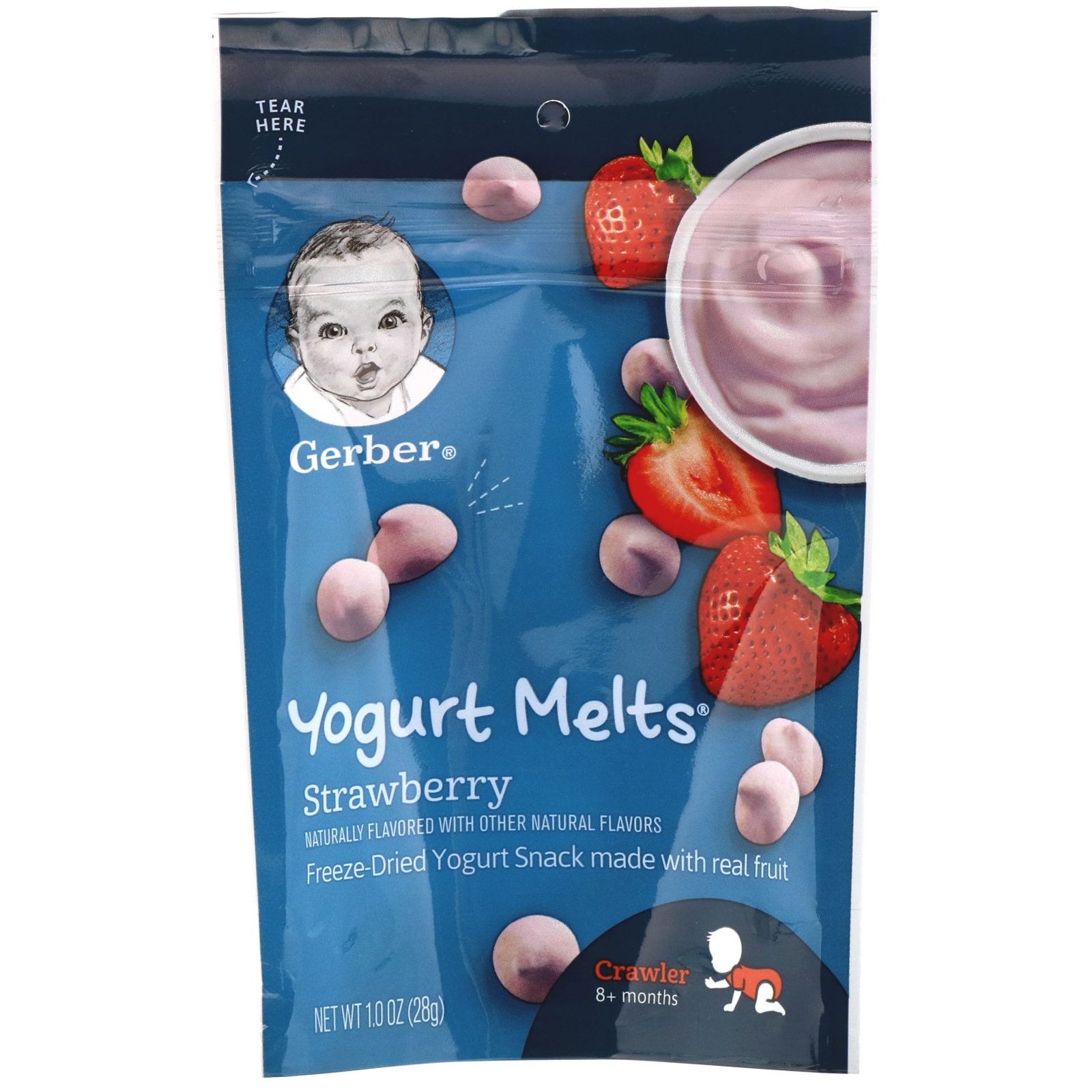 Comprar Gerber, Yogurt Melts, Acima de 8 Meses, Morango, 28 g (1,0 oz)