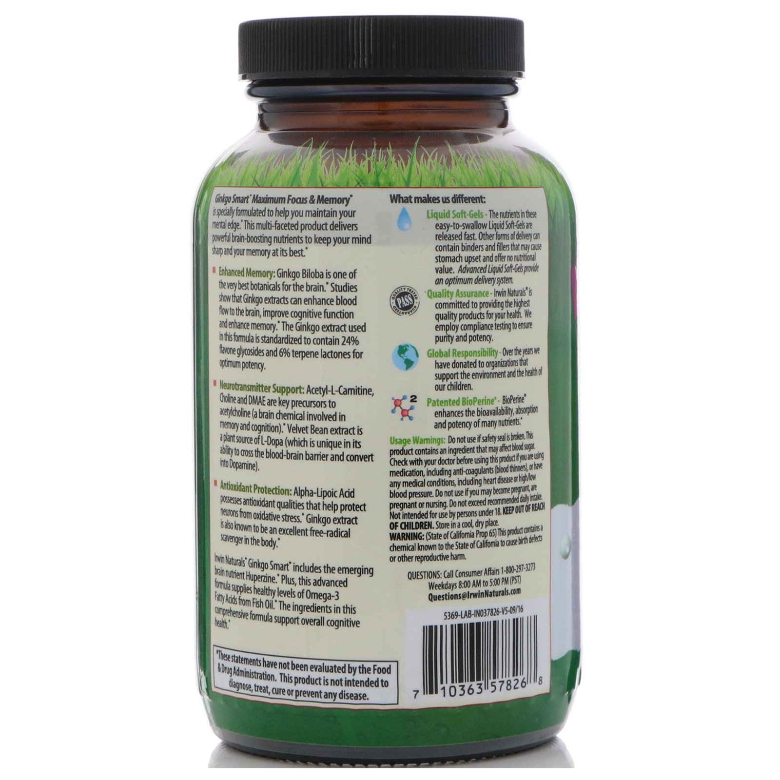 Comprar Irwin Naturals, Ginkgo Esperto, Máximo Foco & Memória, 120 cápsulas de gel líquido - Imagem 3