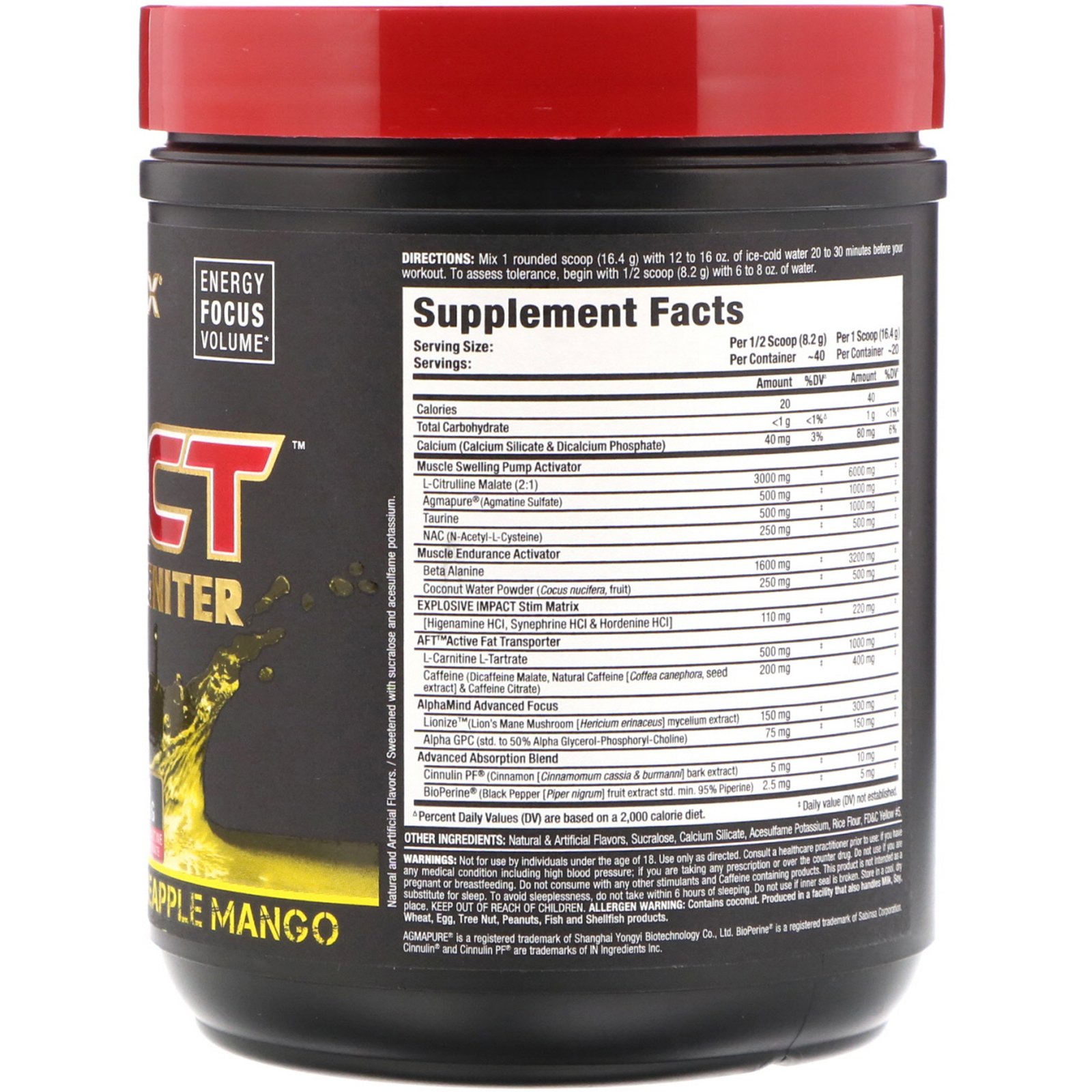 Comprar ALLMAX Nutrition, Pré-treino Impact Igniter, Manga e Abacaxi, 11,6 oz (328 g) - Imagem 2
