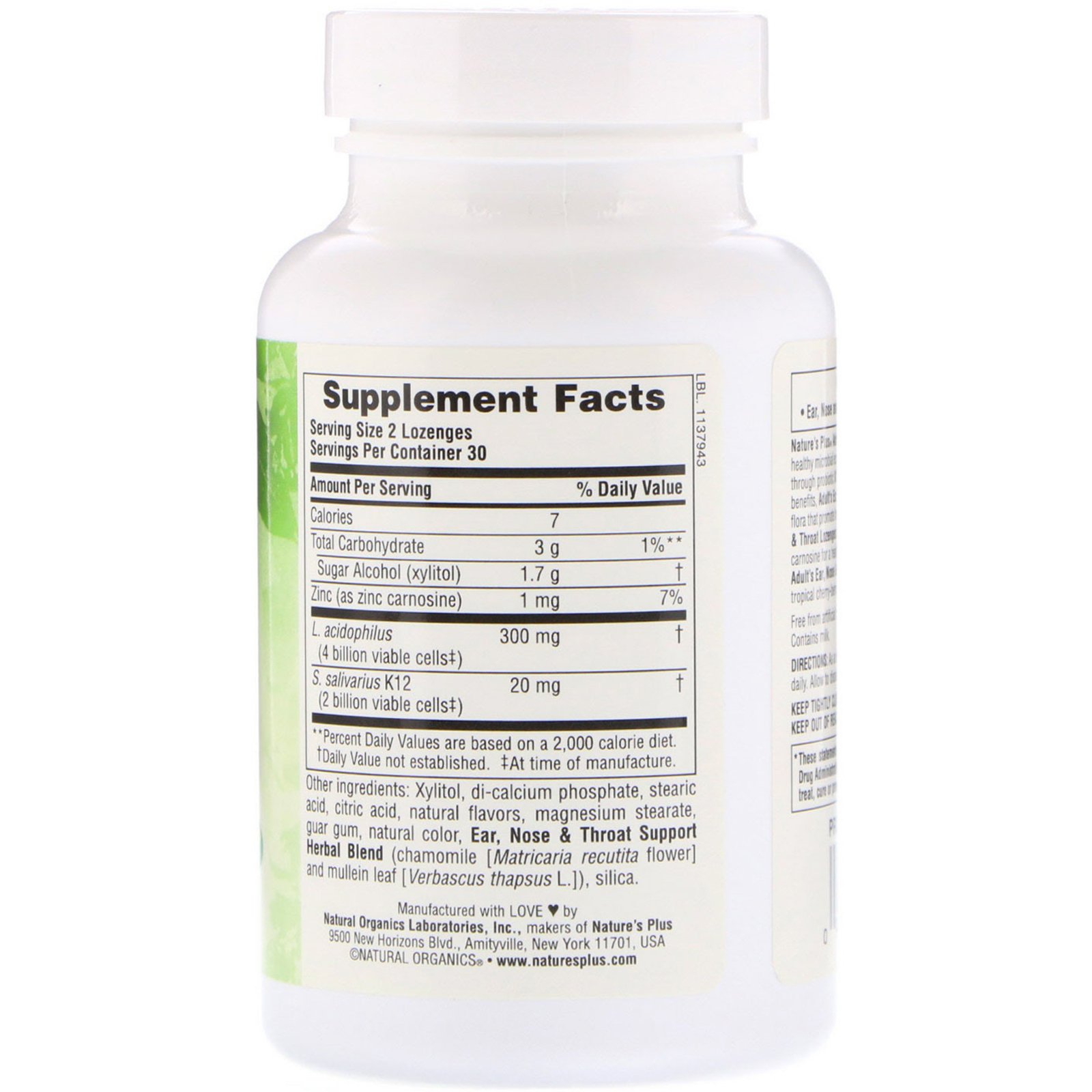 Comprar Nature's Plus, Pastilha para Ouvido, Nariz e Garganta de Adultos, Cereja Tropical, 60 pastilhas - Imagem 2