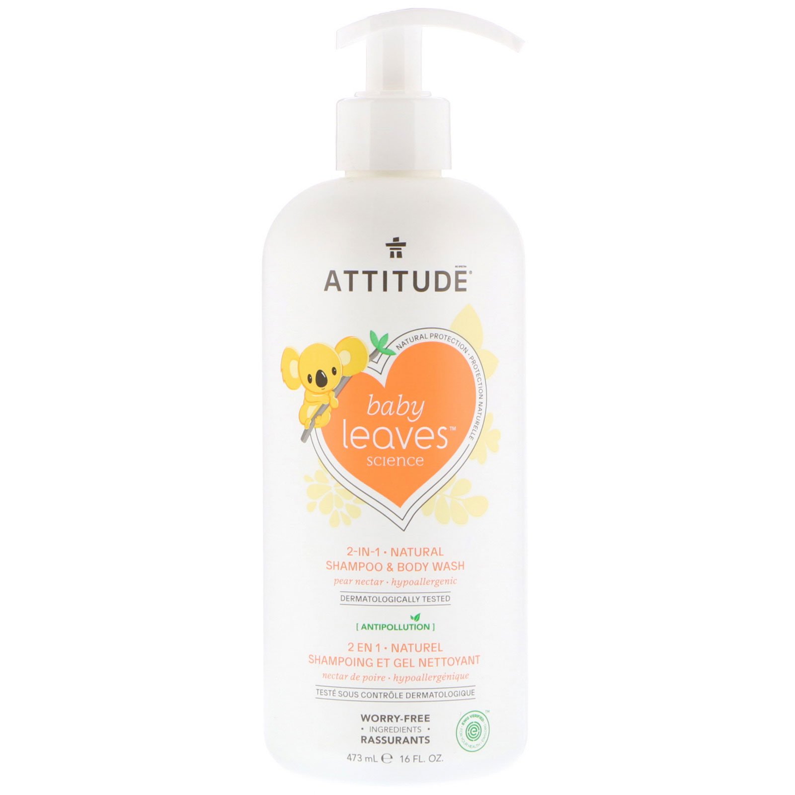 Comprar ATTITUDE, Baby Leaves Science, Shampoo 2-em-1 e Sabonete Líquido, Néctar de Pera, frasco de 16 oz (473 ml)
