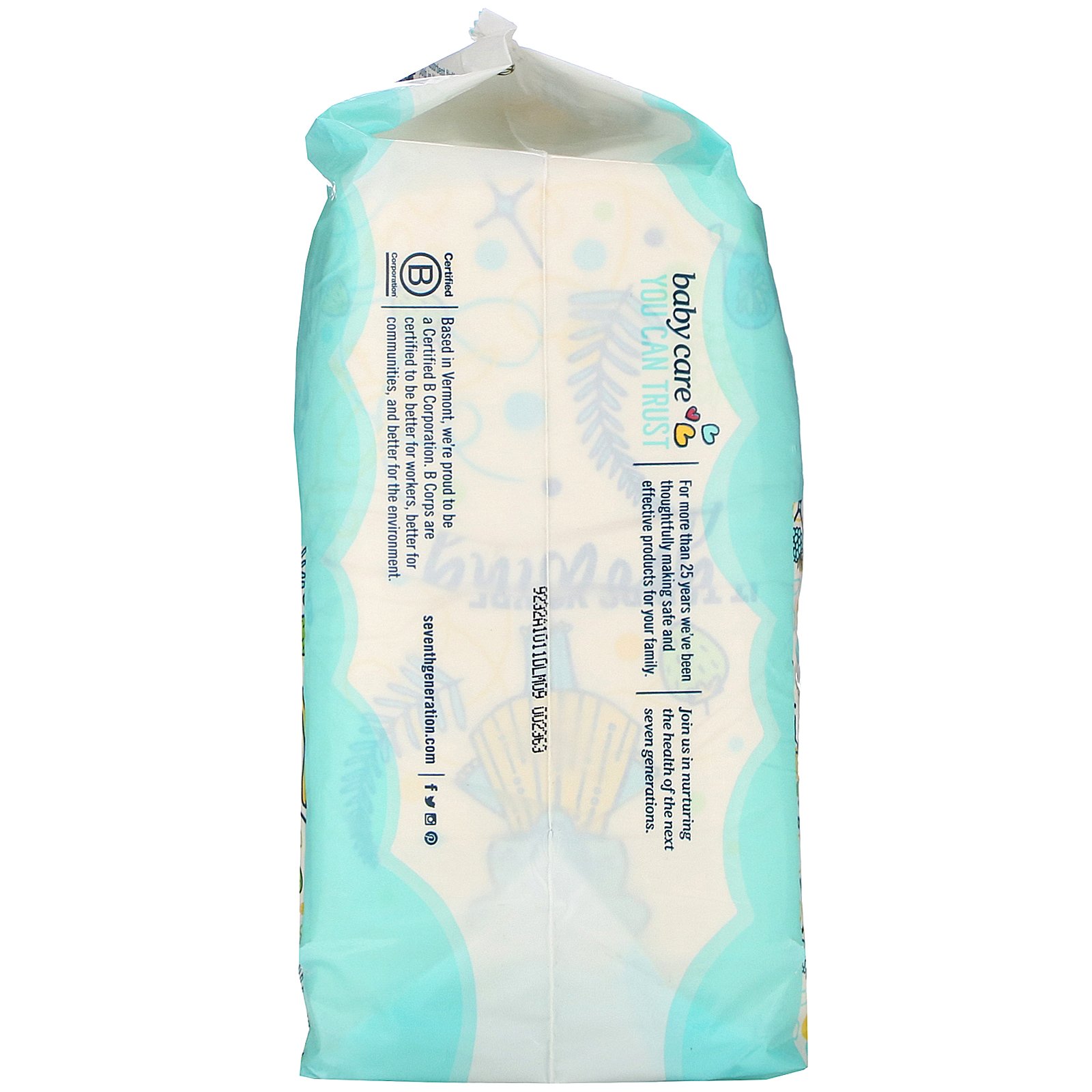 Comprar Seventh Generation, Free & Clear Diapers, Size 2, 36 Diapers - Imagem 3