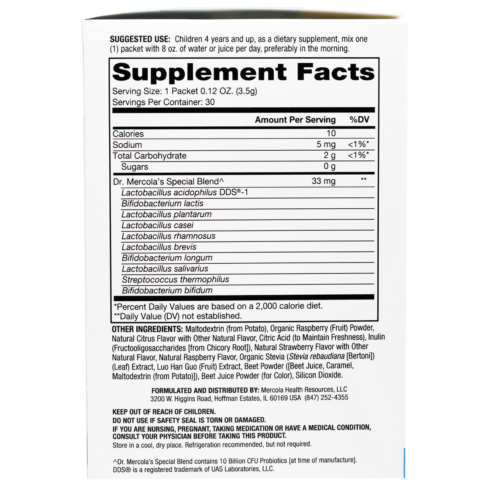 Comprar Dr. Mercola, Completos para Crianças, Sabor Natural de Framboesa, 30 Sachês, 0.12 oz (3.5 g) Cada - Imagem 2