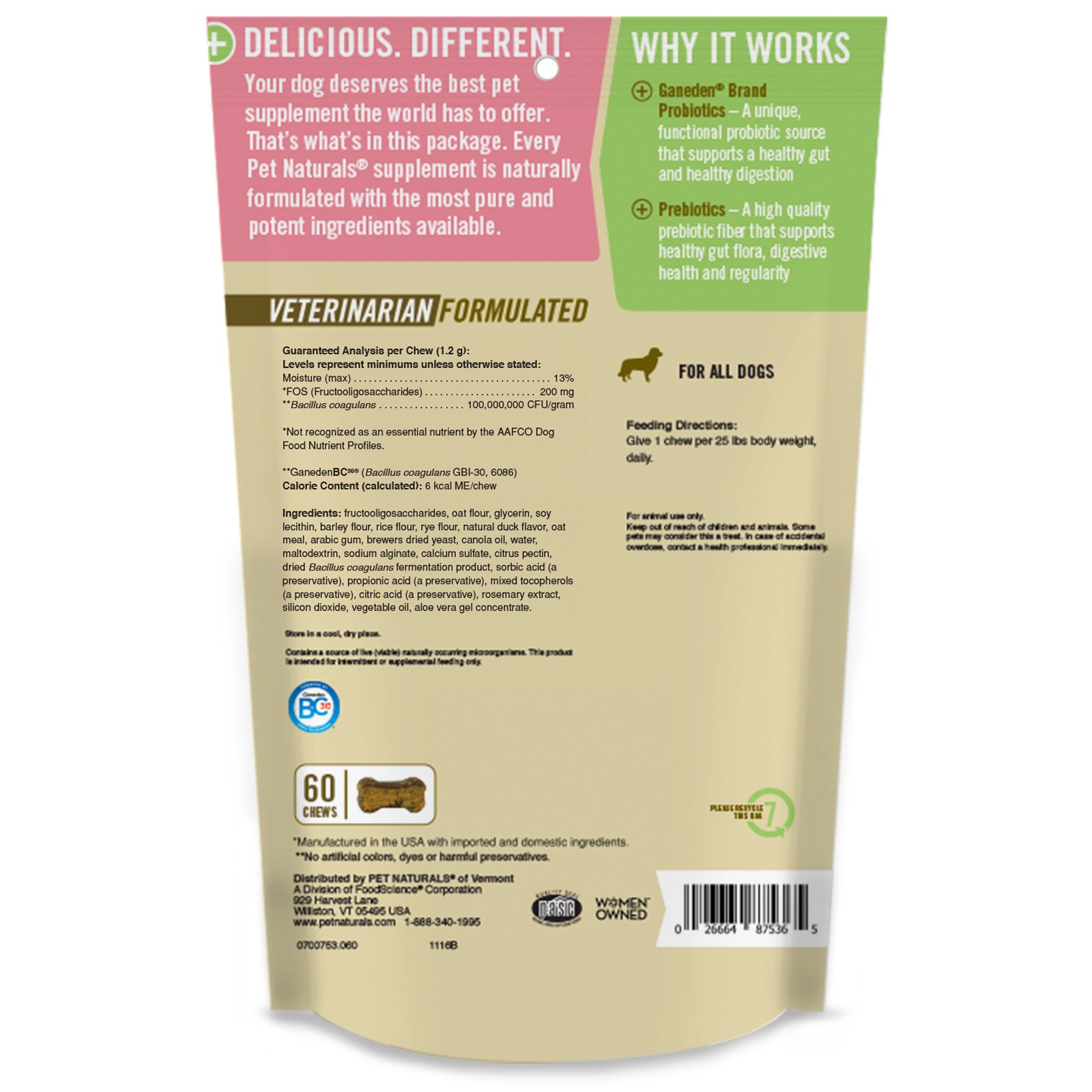 Comprar Pet Naturals of Vermont, Probiótico Diário, Para Cães de Todos os Tamanhos, 60 Petiscos, 2,54 oz (72 g) - Imagem 2
