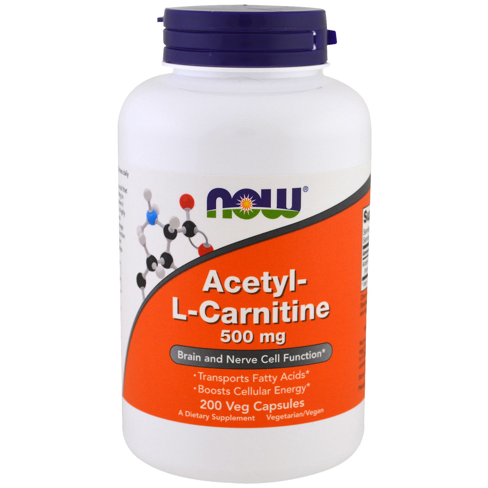 Comprar Now Foods, Acetil-L Carnitina, 500 mg, 200 Cápsulas Vegetais