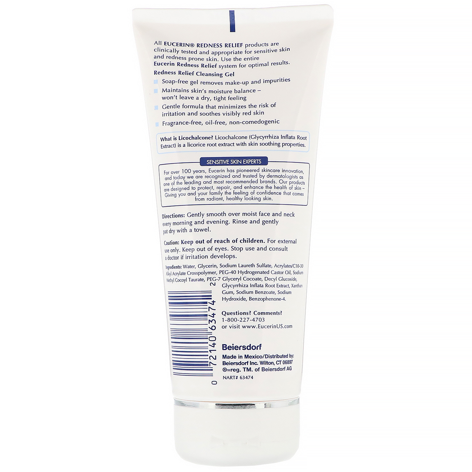 Comprar Eucerin, Redness Relief, Cleansing Gel, Fragrance Free, 6.8 fl oz (200 ml) - Imagem 2