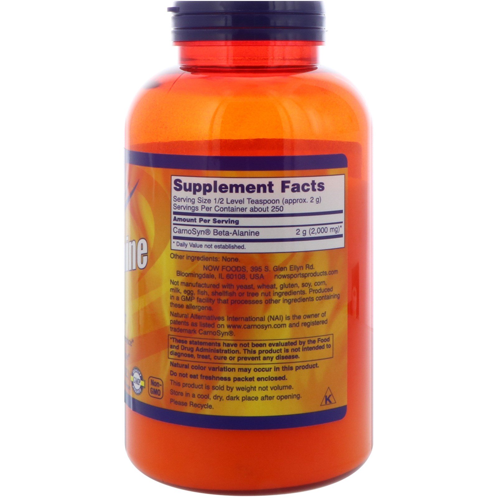 Comprar Now Foods, Esportes, Beta-Alanina, Pó Puro, 500 g (17,6 oz) - Imagem 2