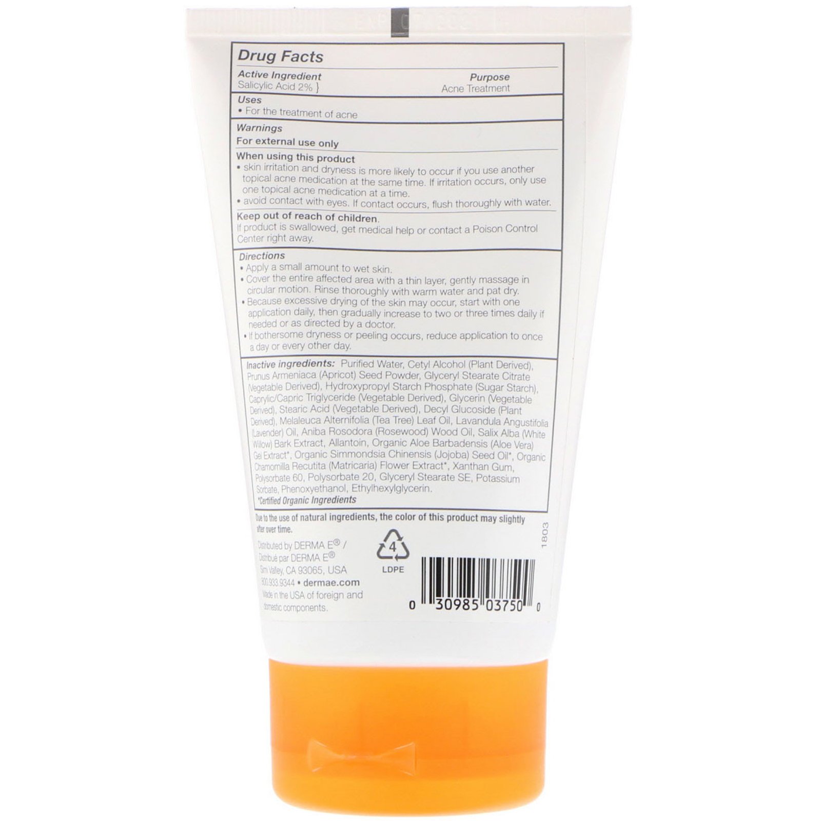 Comprar Derma E, Esfoliante Antiacne para Poros Profundos, 2% de Ácido Salicílico e Complexo Antimanchas, 113 g (4 oz) - Imagem 2