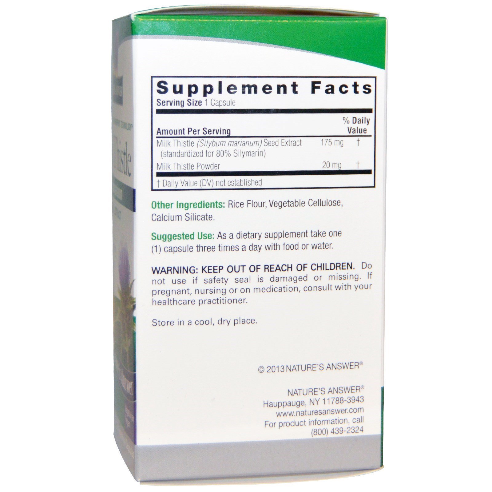 Comprar Nature's Answer, Milk Thistle, 60 Vegetarian Capsules - Imagem 2