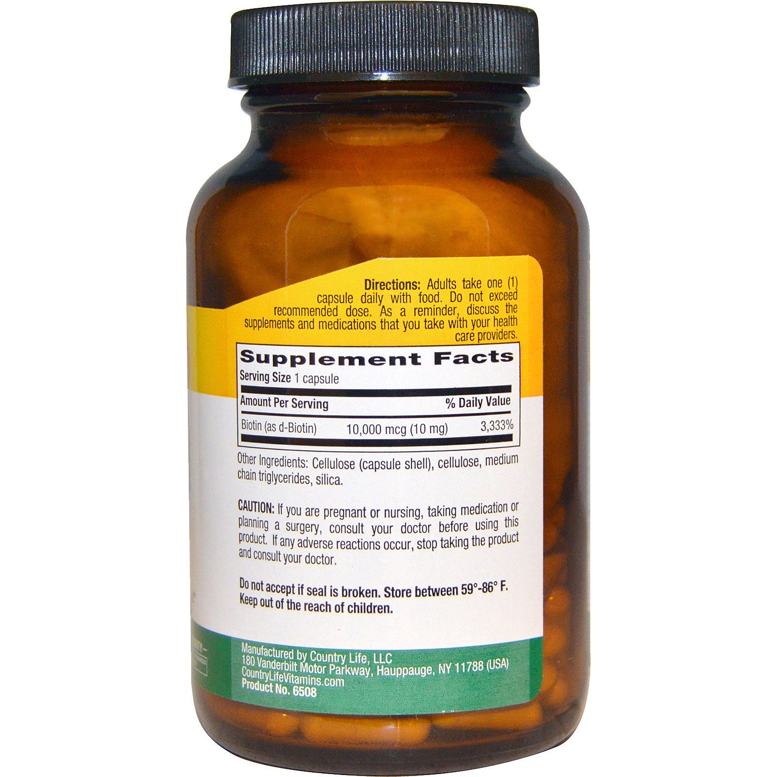 Comprar Country Life, Biotina, Alta Potência, 10 mg, 120 Cápsulas Vegetais - Imagem 2