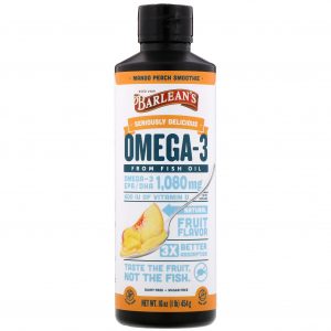 Comprar Barlean's, Seriously Delicious, Óleo de Peixe Ômega-3, Smoothie de Manga e Pêssego, 454 g (16 oz)